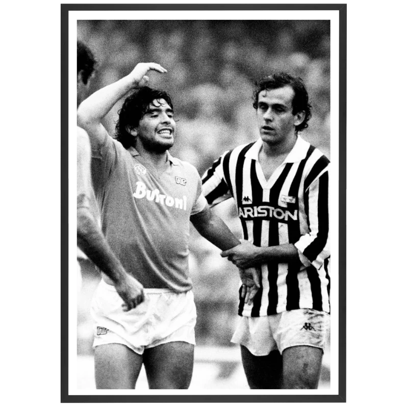 Maradona et Platini en noir et blanc, 1985