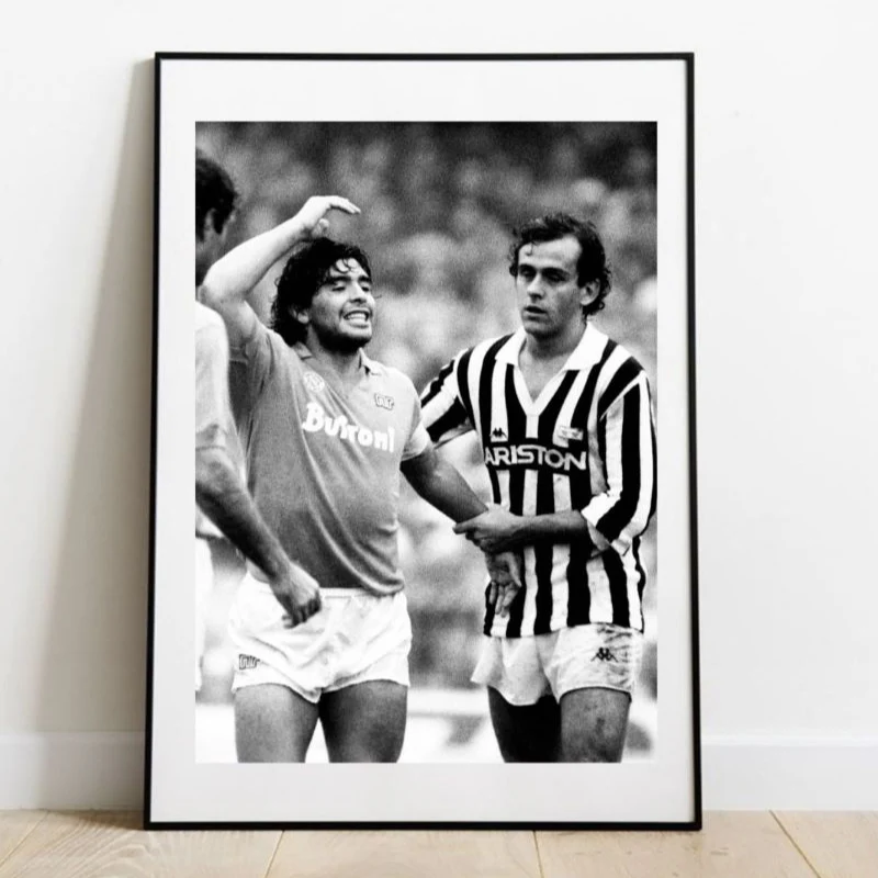 Maradona et Platini en noir et blanc, 1985 - Image 2