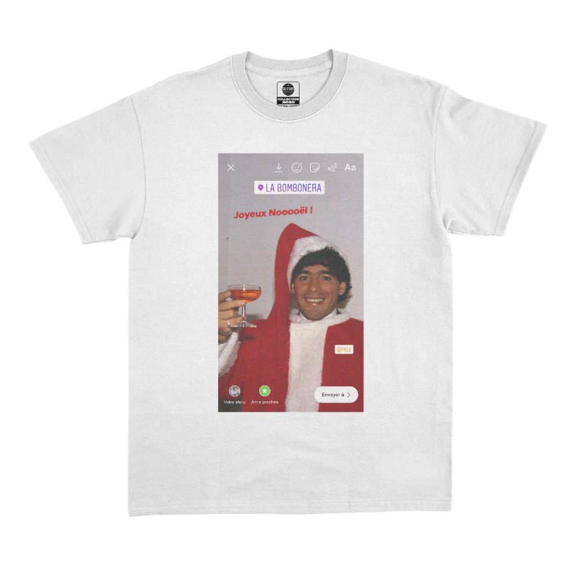 T-Shirt "Story Maradona Joyeux Noël" blanc